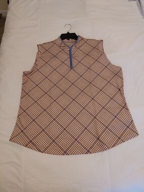 NWT Sport Haley Sleeveless Polo Top Beige Sz XL